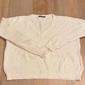 Brandy Melville Cream V-Neck Sweater
